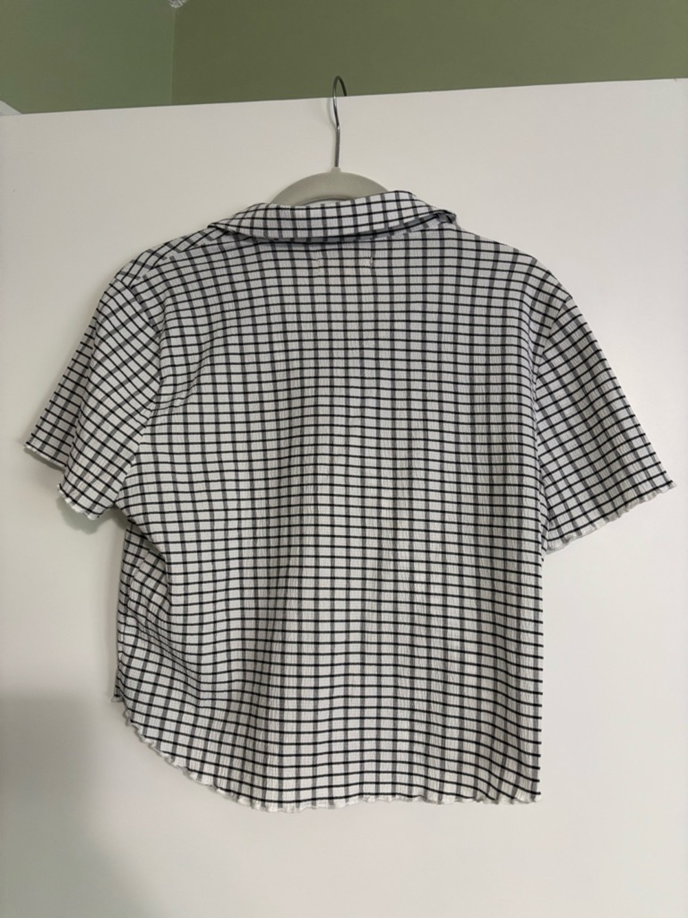 Madewell Windowpane Plaid Crinkle Polo Crop Tee - Picture 9 of 9